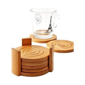Round Bamboo Coaster Set