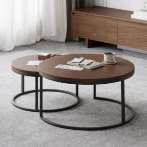 Rustic Style Wooden Coffee Table Nesting Set