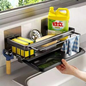 Wall Mounted Kitchen Sink Organizer With Drip Tray